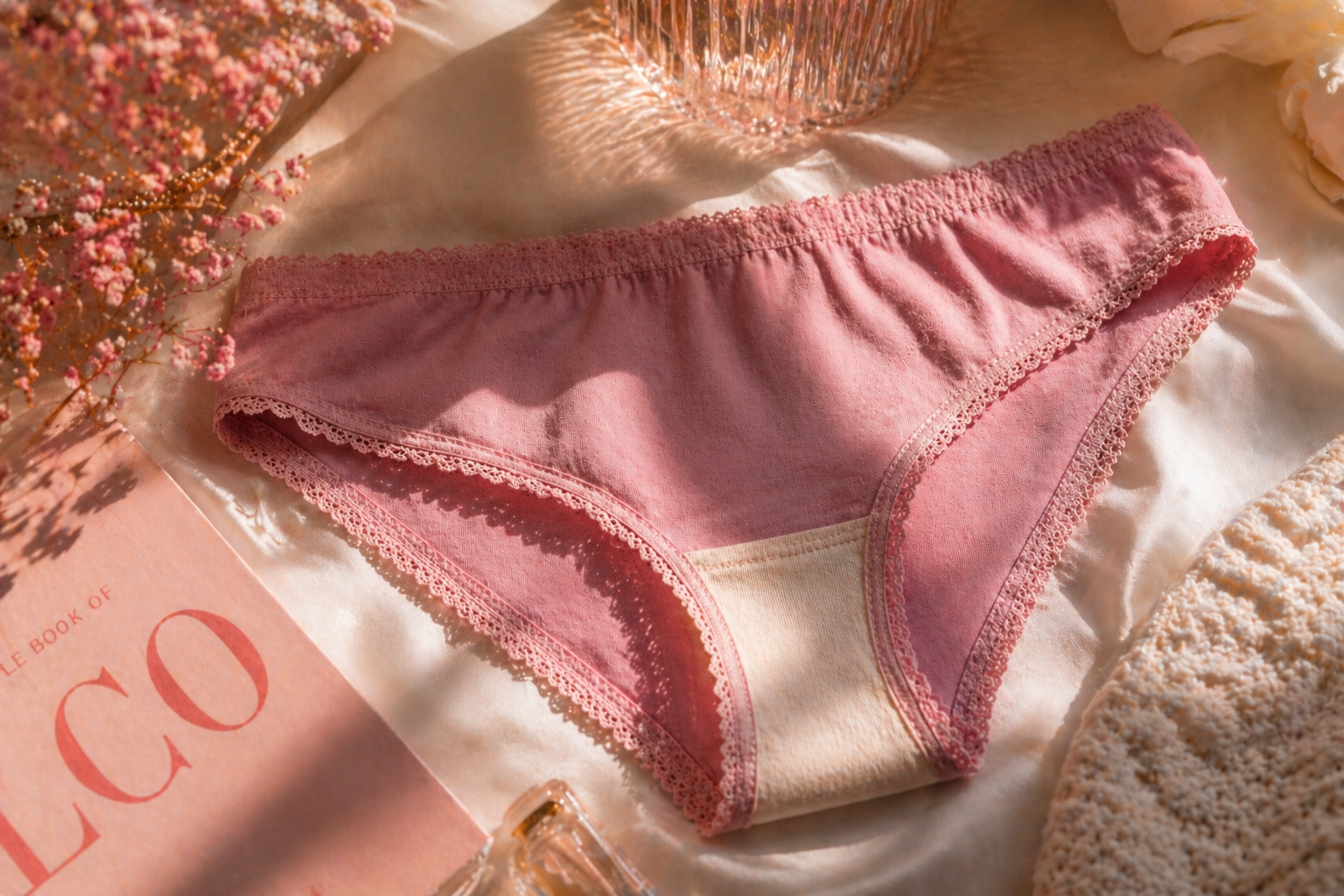 Zwickel in Damenunterw&auml;sche &ndash; umgedrehter Slip mit sichtbarem Schrittbereich