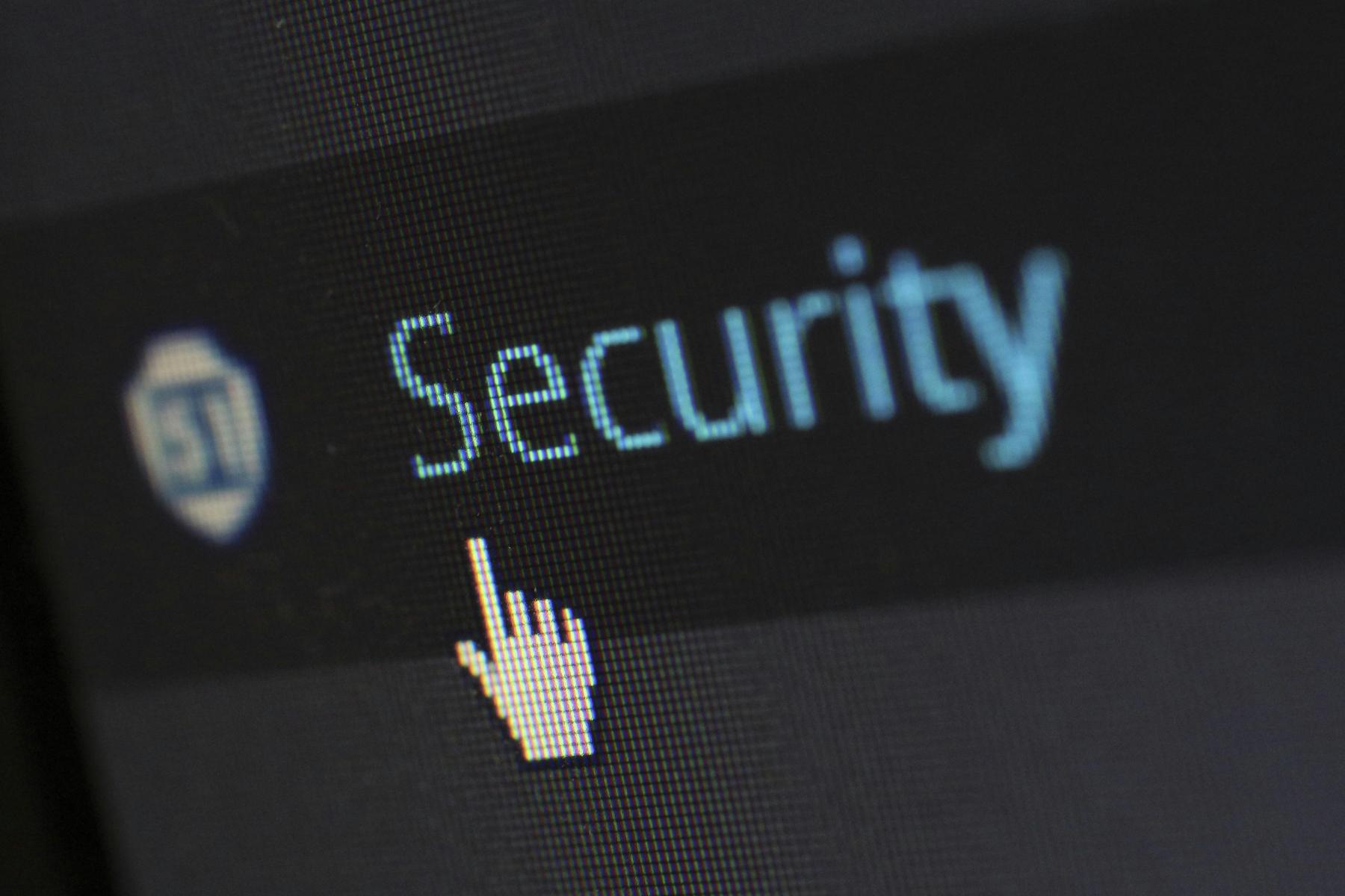 Screenshot aus dem Browser mit der Aufschrift Security