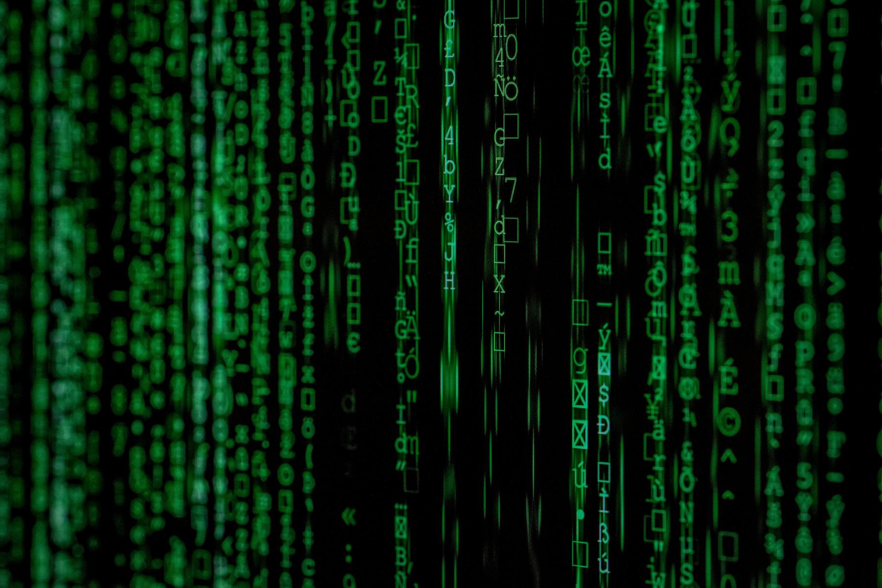 Programmcode Metadaten Codes im Matrix Stil