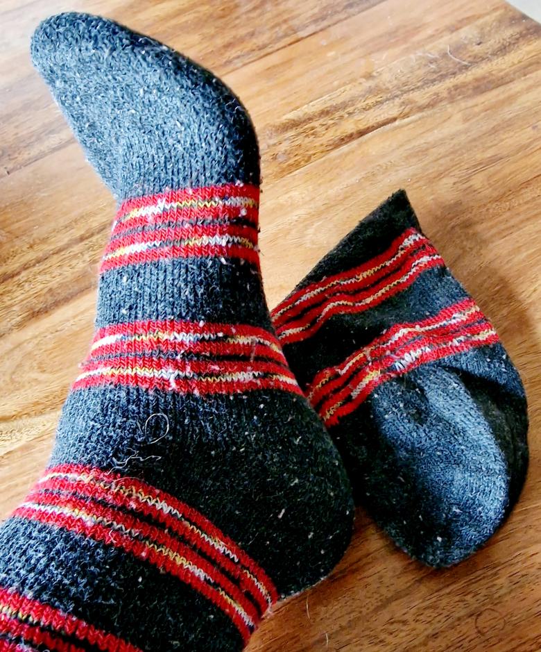 Alte getragene Socken
