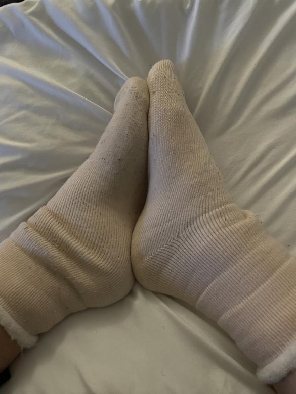 Getragene, dicke Wintersocken