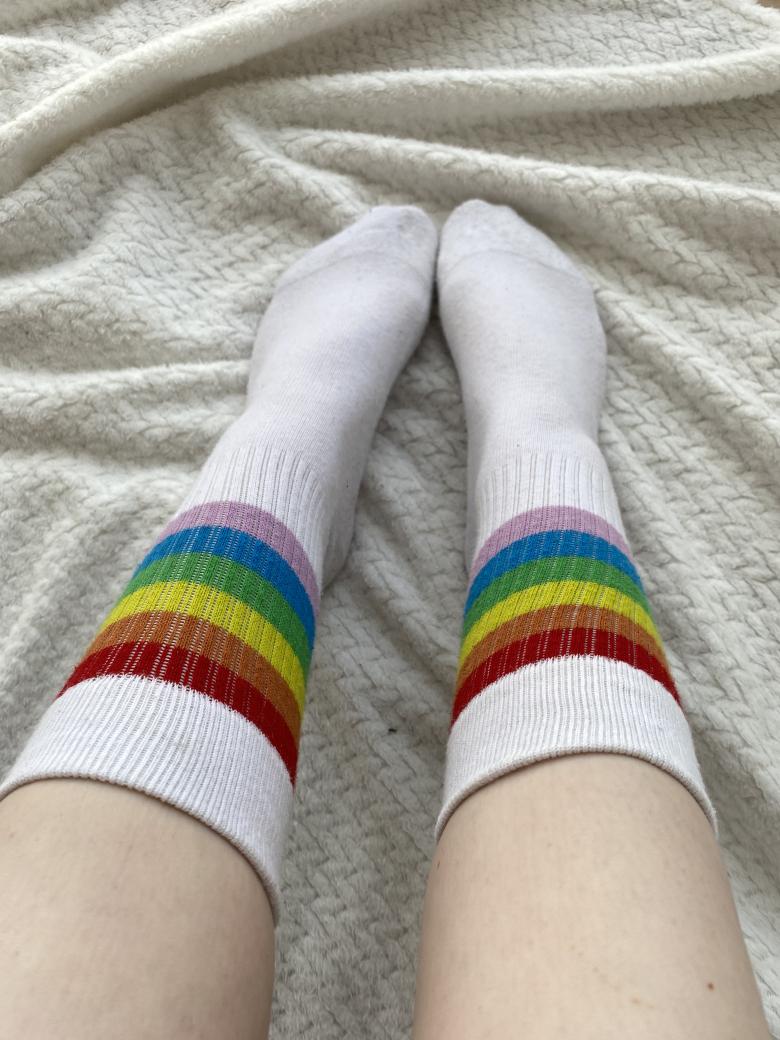 Tennissocken weiß mit Regenbogen Gr.38