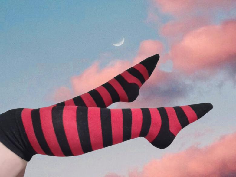 Knie hohe Ringel Socken