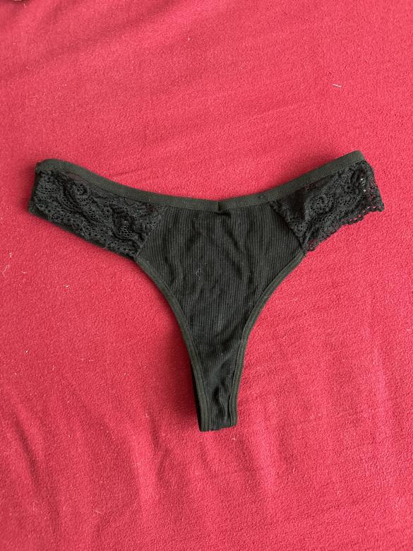 Getragener Tanga Schwarz/Blau